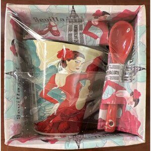Ole Mosaic Sevilla Spain Flamenco Dancer, Espresso Demitasse Cup & Spoon